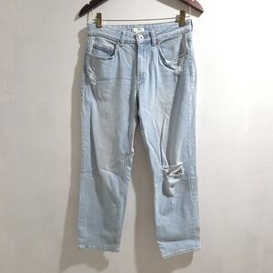 H&M | Light Blue Distressed Straight Leg Jeans